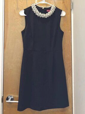 Betsey Johnson Breakfast at Tiffany’s Black Pearl Necklace Collar Cocktail Dress